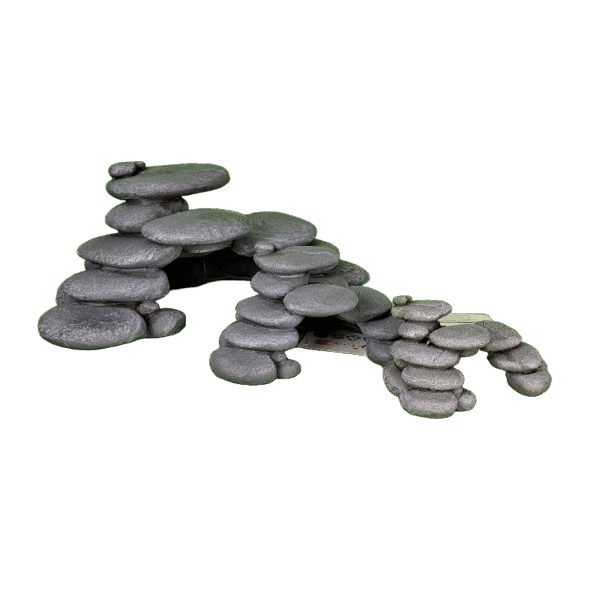 drei verschiene Grössen der Pebbles Cave Steinaufbauten