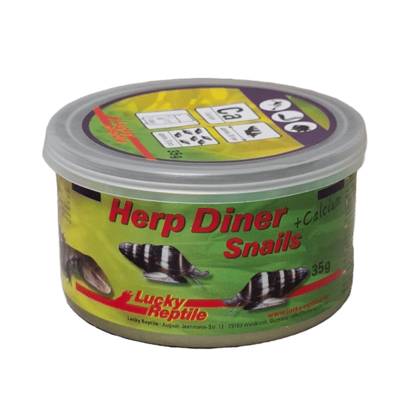 Herp Diner Snails in grüner, wiederverschliessbarer Dose